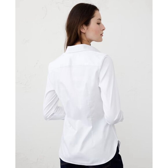 banana republic womens solid white 100% cotton long sleeve dress shirt Xs - Picture 2 of 5